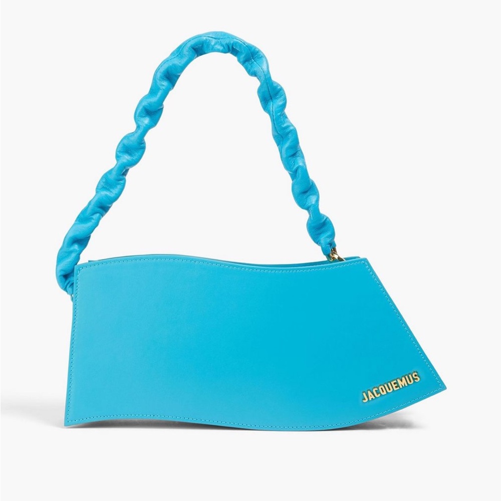 Jacquemus Blue Turquoise La Vague Shoulder Vague Curvy Leather Shoulder Bag NWT